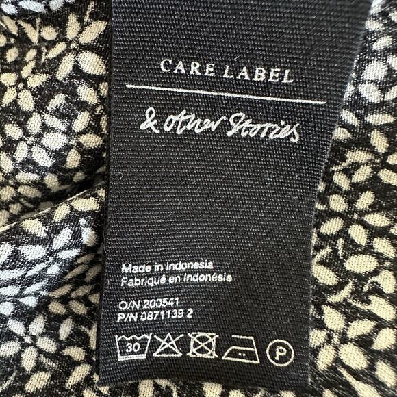 Other Stories Top Women Small EU 36 Coquette Black Ditzy Floral Milkmaid Cottage - Picture 13 of 16